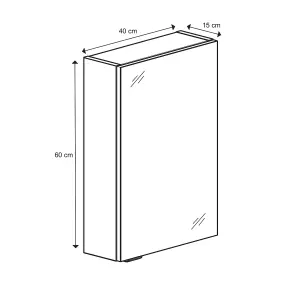 GoodHome Imandra Matt Silver Mirror effect Compact Single Bathroom Cabinet with Mirrored door (H)600mm (W)400mm