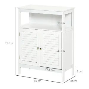 kleankin Wooden Bathroom Floor Cabinet with Door Corner Storage Oragnizer White