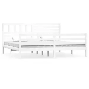 Berkfield Bed Frame White Solid Wood 200x200 cm