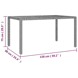 Berkfield Garden Table with Wooden Top Grey Poly Rattan&Solid Wood Acacia