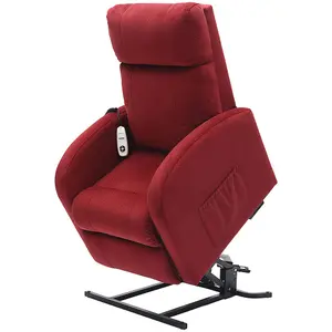 Single Motor Rise and Recline Lounge Chair - Red Coloured Micro Fibre Material