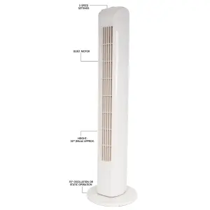 StayCool 32" (80cm) Tower Fan - White