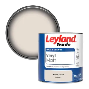 Leyland Trade Vinyl Matt Walls & Ceilings Emulsion Paint Biscuit Cream (PPG1052-1) 2.5L