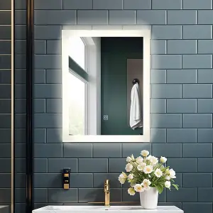 390x500mm LED Illunimated Bathroom Mirror Cool White with Touch Pad