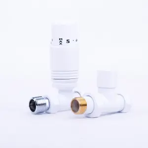 Agadon Deluxe TRV Radiator Valve Set Straight White