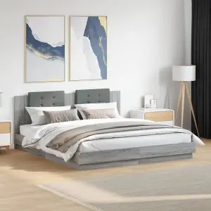 Berkfield Bed Frame without Mattress Grey Sonoma 180x200 cm Super King