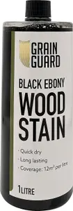 GRAIN GUARD Wood Stain - Black Ebony - Water Based & Low Odour - Easy Application - Quick Drying - 1 Litre