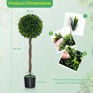 Costway Artificial Boxwood Topiary Tree Fake Greenery Plant Topiary Ball Tree