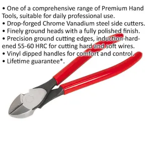 180mm Heavy Duty Side Cutters - Drop Forged Steel Precision Ground Cutting Edge