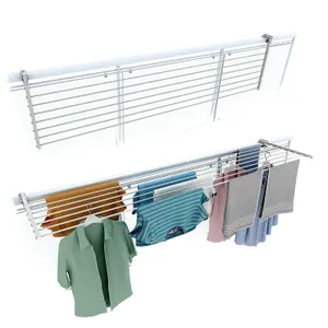 Duo 202, Folding clotheshorse for balustrades, exteriors and balconies, Width 202 cm White