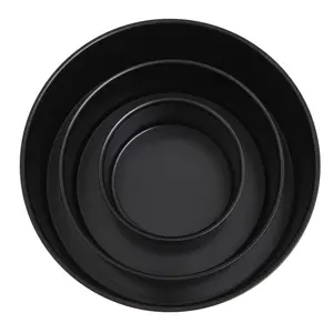 Interiors by Premier Set of Three Round Cake Tins, Nonstick Coating Baking Tins, Black Cake Pans, Cake Tins for Everyday Use