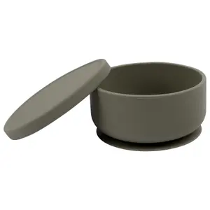 Tiny Dining - Baby Silicone Suction Bowl with Lid - Silver Sage