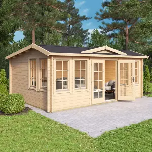 Lasita Balderton Log Cabin - 5.5m x 4m - Traditional Clockhouse Style Summer House Double Glazed