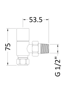 Angled Square Radiator Valves, Sold in Pairs - Chrome