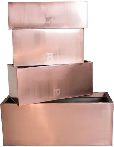 Primrose Frost and Rust-Resistant Outdoor Zinc Trough Planter in a Copper Finish 75cm