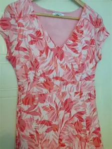 Marks & Spencer M&S Classic Coral Pink Floral Fit & Flare Midi Dress