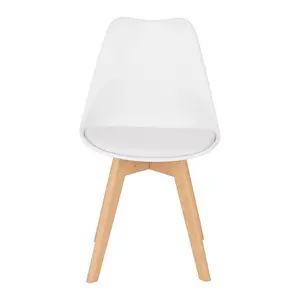 Bendal Pair of Dining Chair in White and Beech Finish