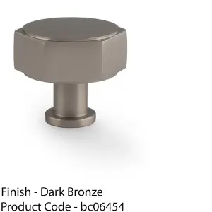 Industrial Hex Cabinet Door Knob - 40mm Dark Bronze Cupboard Pull Handle