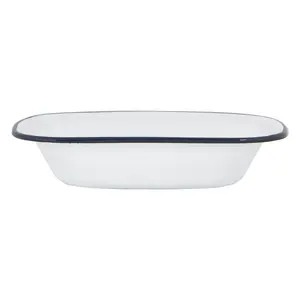 Argon Tableware - White Enamel Pie Dish - 25.5cm White/Black