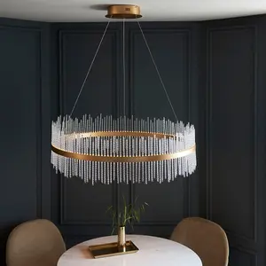 Luminosa Trapani Pendant Ceiling Light Brushed Gold Plated, Clear Glass