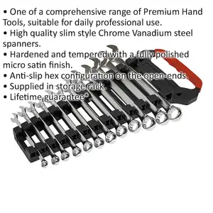 12-Piece Premium Combination Spanner Set with Anti-Slip Design and Metric Sockets