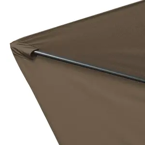 SunDaze 2.7M Taupe Round Garden Parasol Outdoor Patio Umbrella, Base Weights & Weather Protective Cover