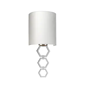 Elstead Clark Small 1 Light Wall Light, Polished Chrome, Ivory Faux Silk Shade