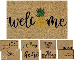 Coir Door Mat 60x40cm - Non-Slip Absorbent Indoor/Outdoor Eco-Friendly- Ideal for Door Entrance- Large Size Washable (WELCOME)