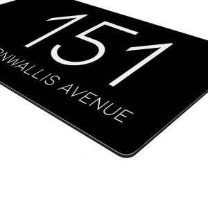 Personalised Aluminium House Plaque with Solar Light Customised with Your House Number and Street Name 160 x 280mm Black