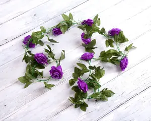 Best Artificial 7ft Purple Silk Rose Garland decoration - perfect from home, office or events