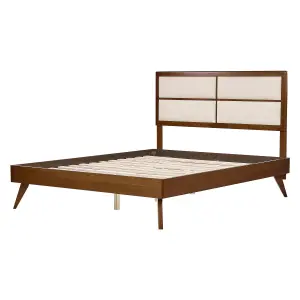 EU King Size Bed Dark Wood and Beige POISSY