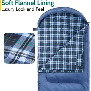 Trail Cotton Sleeping Bag Luxury Flannel Lined 3 to 4 Season Single with Bag