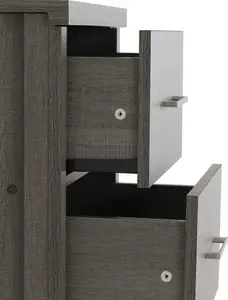 Lisbon 5 Drawer Narrow Chest in Black Wood Grain