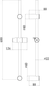 GoodHome Cavally Straight Shower riser rail, 8cm