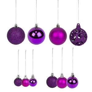 100 Piece Shatterproof Christmas Bauble Set Purple