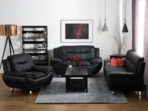 2 Seater Faux Leather Sofa Black LEIRA