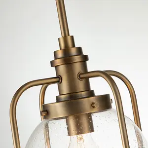 Luminosa Kichler Triocent Globe Pendant Ceiling Light Natural Brass, IP44