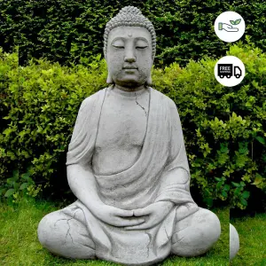 1m High Large Meditating Stone Cast Buddha Statue