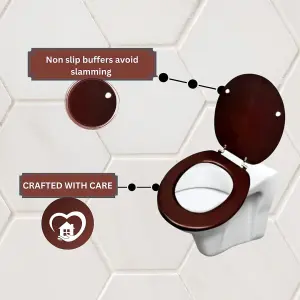 Universal Mahogany Toilet Seat with Fixings