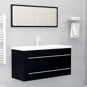 Berkfield Sink Cabinet Black 100x38.5x48 cm Engineered Wood