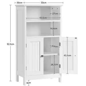 Yaheetech 5 Tier Bathroom Floor Cabinet with Double Door - White