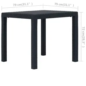 Berkfield Garden Table Anthracite 79x79x72 cm Plastic Rattan Look