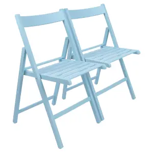 Harbour Housewares - Beech Folding Chairs - Denim Blue - Pack of 2