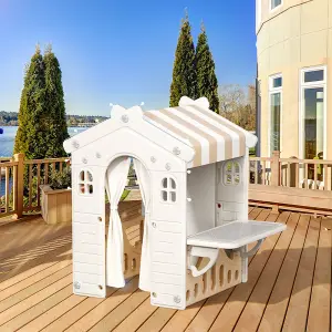 Plastic Playhouse for Kids Garden Pretend Play Games with Curtain Suitable for ages 2 to 4 Outdoor or Indoor