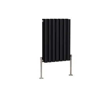 Right Radiators 600x413mm Horizontal Double Oval Column Designer Radiator Black