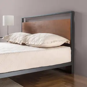 Karlie Bed Frame with Deatiled Wood Headboard Double (4'6)