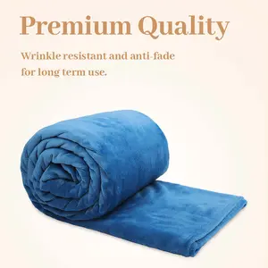 Faux Fur Mink Throw Luxury Super Soft Plain Bed Sofa Settee Throw Blanket - Medium Ocean Blue