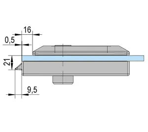 Studio Private Line glass door lock non-locking, angular, stainless steel colour C31