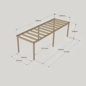 Garden Pergola 6 Posts - Wood - L240 x W780 x H270 cm - Light Green