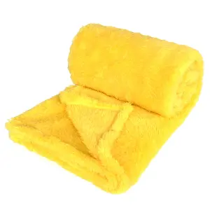 EHC Teddy Super Soft Fleece Warm Throw Thermal Sofa Blanket 130 x 170cm - Yellow